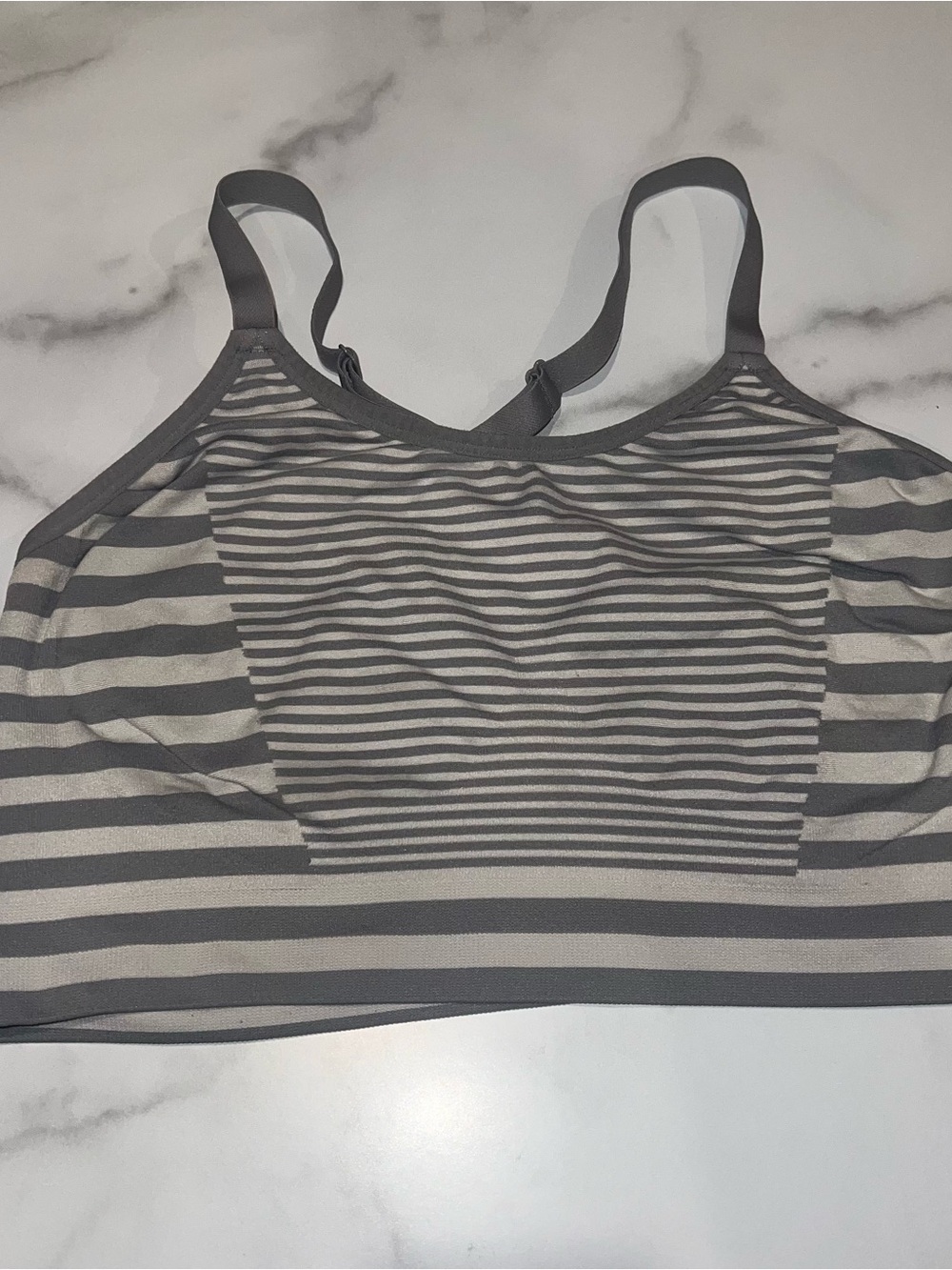 Cacique 14/16 Striped Grey & Cream Seamless Bralette Pullover Style